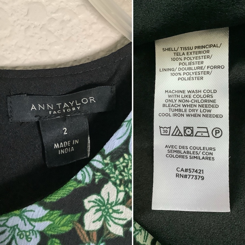 ANN TAYLOR Green Floral Tiered Dress Long Sleeve Midi NEW Ditsy Career Boho 2 - Picture 10 of 13